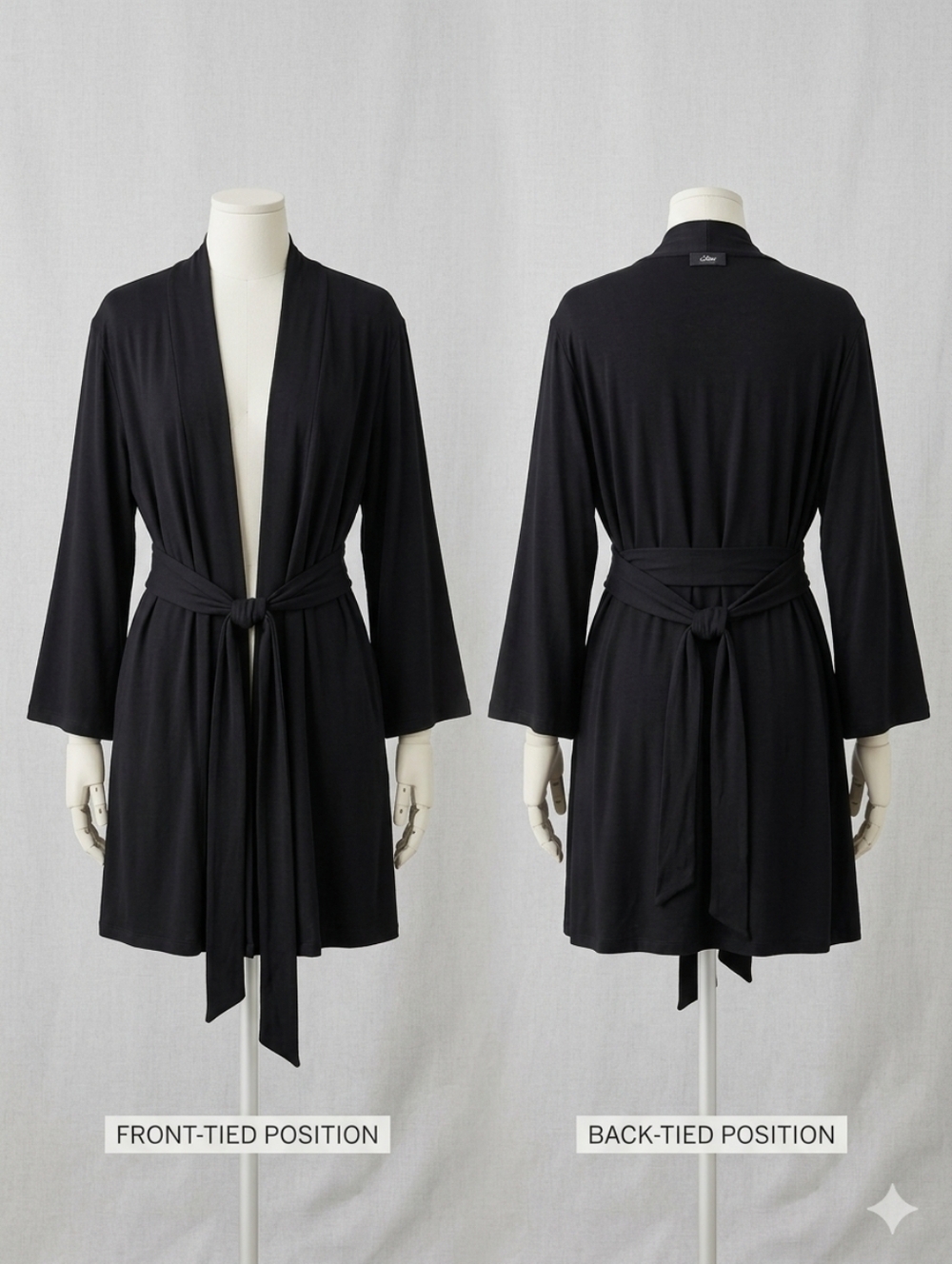 Alfani Black Open Mid-Length Jacket Sz XL Tie Front or Back Supima Cotton Modal